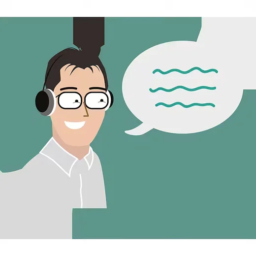 Illustration: Berater mit Headset am Telefon