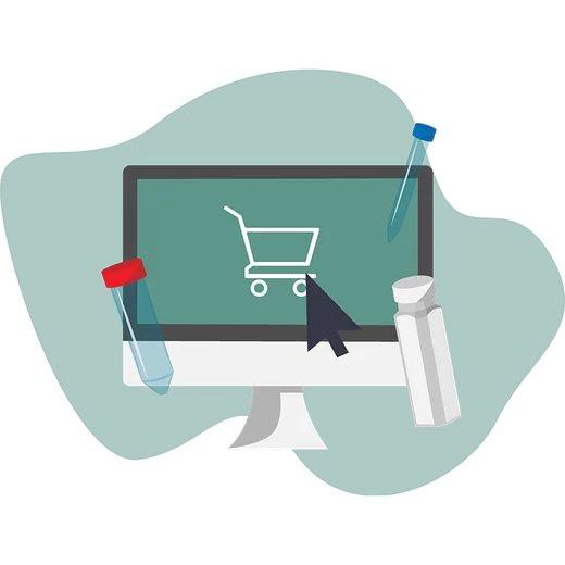 Illustration: Testkit am Bildschirm bestellen